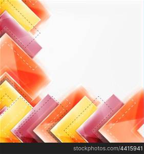 Arrow background. Vector web brochure, internet flyer, wallpaper or cover poster design. Geometric style, colorful realistic glossy arrow shapes with copyspace. Directional idea banner