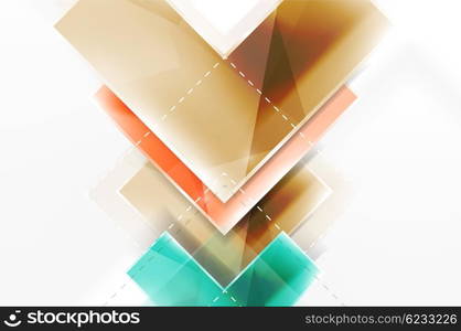 Arrow background. Vector web brochure, internet flyer, wallpaper or cover poster design. Geometric style, colorful realistic glossy arrow shapes with copyspace. Directional idea banner