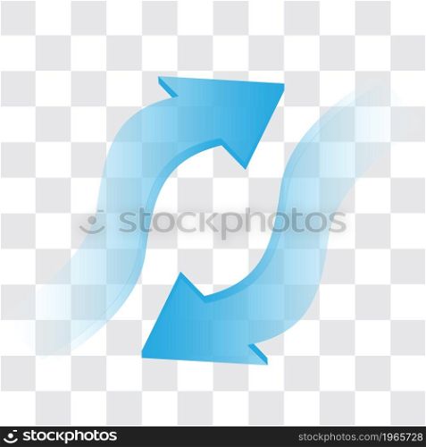 Arrow blue wave 3D on grey checkered background vector illustration.