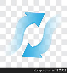 Arrow blue wave 3D on grey checkered background vector illustration.