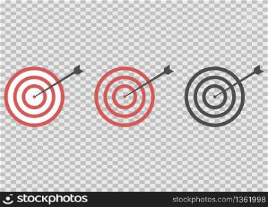 Arrow bow. Target like darts. Gain for success. Dartboard for winner. Flat design with background and transparent. Vector EPS 10