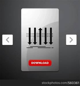 Arrow, business, distinction, forward, individuality Glyph Icon in Carousal Pagination Slider Design & Red Download Button. Vector EPS10 Abstract Template background
