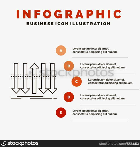 Arrow, business, distinction, forward, individuality Infographics Template for Website and Presentation. Line Gray icon with Orange infographic style vector illustration. Vector EPS10 Abstract Template background