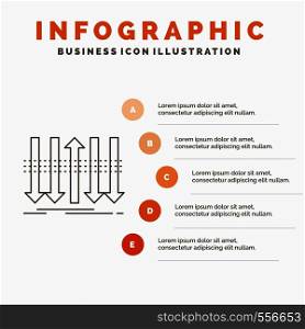 Arrow, business, distinction, forward, individuality Infographics Template for Website and Presentation. Line Gray icon with Orange infographic style vector illustration. Vector EPS10 Abstract Template background