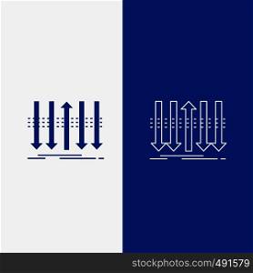 Arrow, business, distinction, forward, individuality Line and Glyph web Button in Blue color Vertical Banner for UI and UX, website or mobile application. Vector EPS10 Abstract Template background