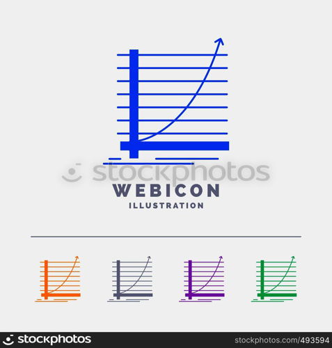 Arrow, chart, curve, experience, goal 5 Color Glyph Web Icon Template isolated on white. Vector illustration. Vector EPS10 Abstract Template background