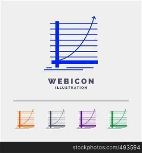 Arrow, chart, curve, experience, goal 5 Color Glyph Web Icon Template isolated on white. Vector illustration. Vector EPS10 Abstract Template background