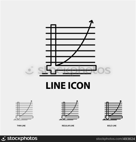 Arrow, chart, curve, experience, goal Icon in Thin, Regular and Bold Line Style. Vector illustration. Vector EPS10 Abstract Template background