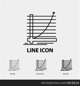 Arrow, chart, curve, experience, goal Icon in Thin, Regular and Bold Line Style. Vector illustration. Vector EPS10 Abstract Template background