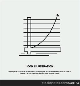 Arrow, chart, curve, experience, goal Icon. Line vector gray symbol for UI and UX, website or mobile application. Vector EPS10 Abstract Template background