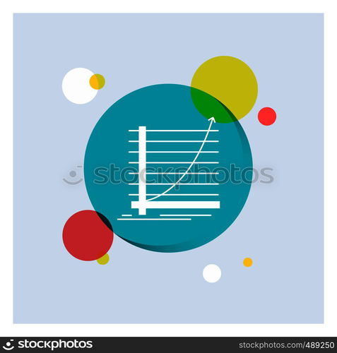 Arrow, chart, curve, experience, goal White Glyph Icon colorful Circle Background. Vector EPS10 Abstract Template background