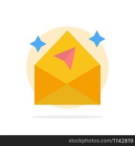 Arrow, Chat, Mail, Open Abstract Circle Background Flat color Icon