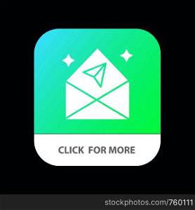 Arrow, Chat, Mail, Open Mobile App Button. Android and IOS Glyph Version