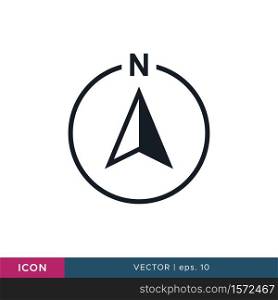 Arrow Compass Icon Vector Logo Template. North Direction.