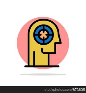 Arrow, Concentration, Focus, Head, Human Abstract Circle Background Flat color Icon