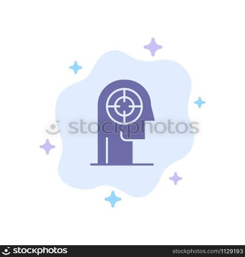 Arrow, Concentration, Focus, Head, Human Blue Icon on Abstract Cloud Background