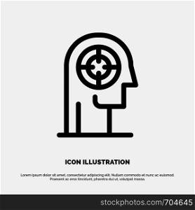 Arrow, Concentration, Focus, Head, Human Line Icon Vector
