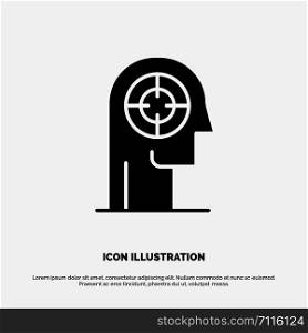 Arrow, Concentration, Focus, Head, Human solid Glyph Icon vector