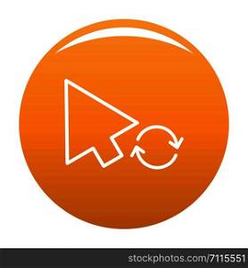 Arrow cursor loading icon. Simple illustration of arrow cursor loading vector icon for any design orange. Arrow cursor loading icon vector orange