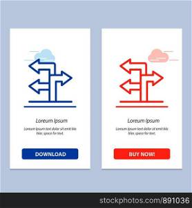 Arrow, Direction, Navigation Blue and Red Download and Buy Now web Widget Card Template