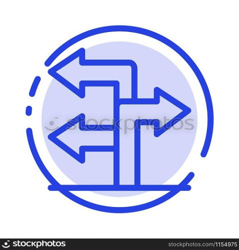 Arrow, Direction, Navigation Blue Dotted Line Line Icon
