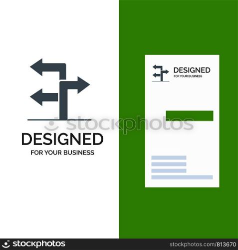 Arrow, Direction, Navigation Grey Logo Design and Business Card Template