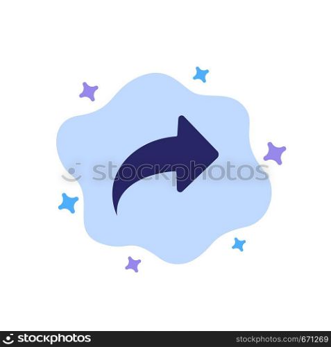 Arrow, Direction, Right, Forward Blue Icon on Abstract Cloud Background