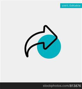 Arrow, Direction, Right, Forward turquoise highlight circle point Vector icon