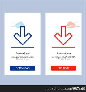 Arrow, Down, Back Blue and Red Download and Buy Now web Widget Card Template