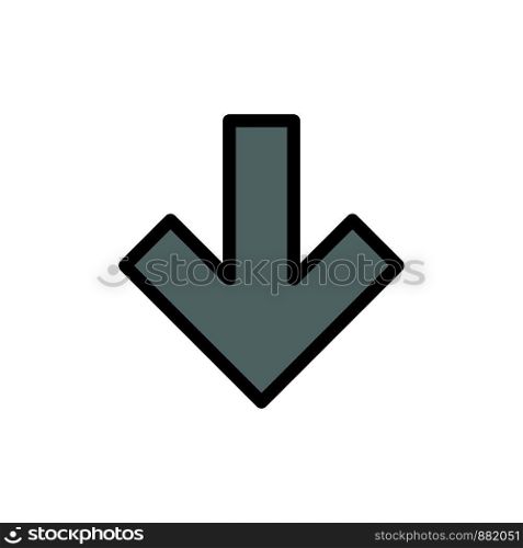 Arrow, Down, Back Flat Color Icon. Vector icon banner Template