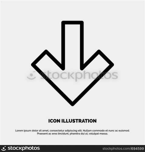 Arrow, Down, Back Line Icon Vector
