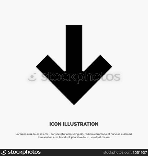 Arrow, Down, Back solid Glyph Icon vector