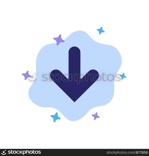 Arrow, Down, Direction, Download Blue Icon on Abstract Cloud Background