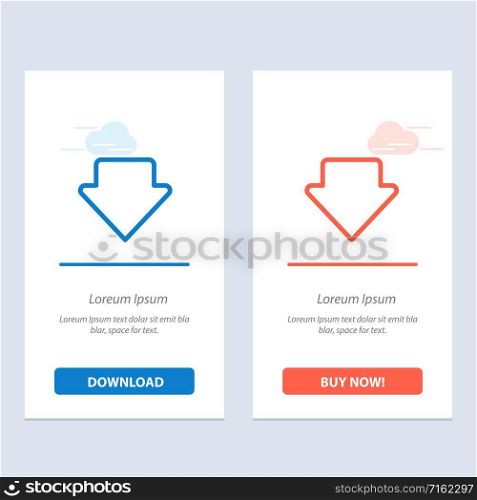 Arrow, Down, Download Blue and Red Download and Buy Now web Widget Card Template