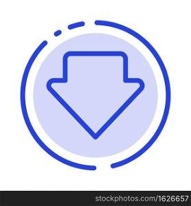 Arrow, Down, Download Blue Dotted Line Line Icon