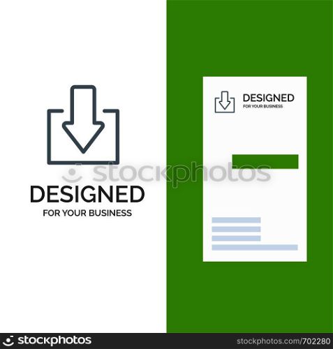 Arrow, Down, Download Grey Logo Design and Business Card Template