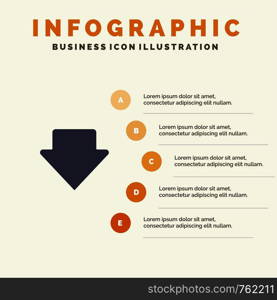 Arrow, Down, Download Solid Icon Infographics 5 Steps Presentation Background