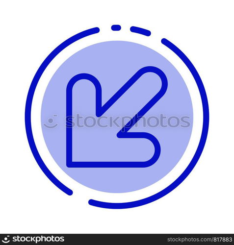 Arrow, , Down, Left Blue Dotted Line Line Icon