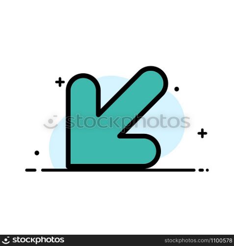 Arrow, , Down, Left Business Flat Line Filled Icon Vector Banner Template