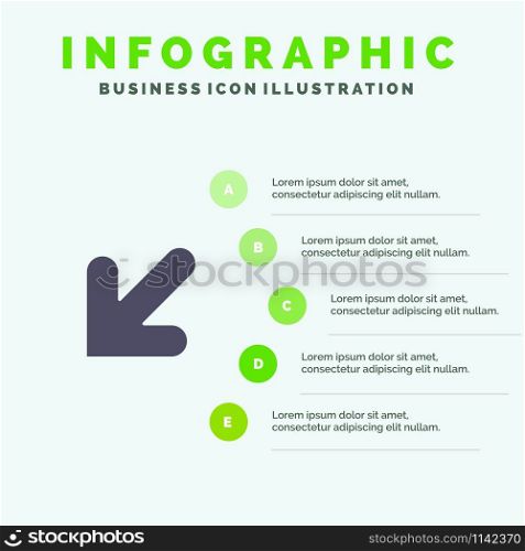Arrow, , Down, Left Solid Icon Infographics 5 Steps Presentation Background