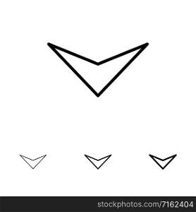 Arrow, Down, Next Bold and thin black line icon set