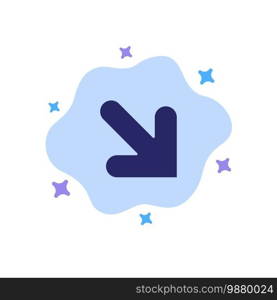 Arrow, Down, Right Blue Icon on Abstract Cloud Background