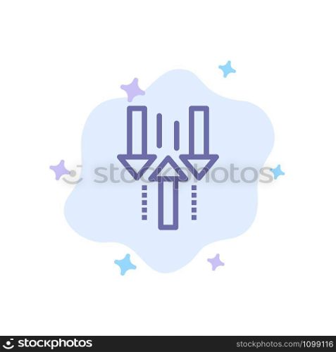 Arrow, Down, Up, Upload, Download Blue Icon on Abstract Cloud Background