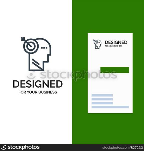 Arrow, Focus, Precision, Target Grey Logo Design and Business Card Template