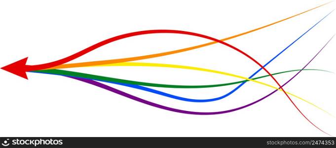 arrow formed by multiple merging lgbt pride colourful
