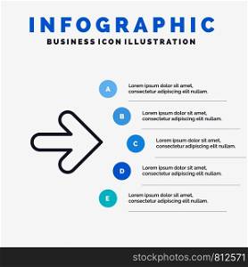 Arrow, Forward, Arrows, Right Line icon with 5 steps presentation infographics Background