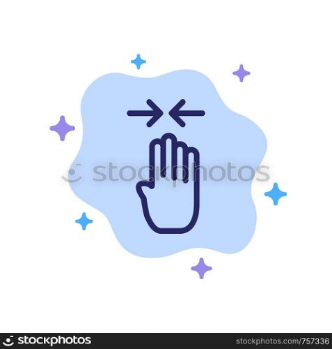 Arrow, Four Finger, Gesture, Pinch Blue Icon on Abstract Cloud Background
