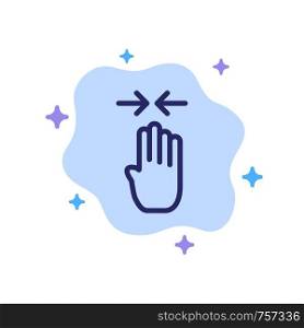 Arrow, Four Finger, Gesture, Pinch Blue Icon on Abstract Cloud Background