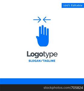 Arrow, Four Finger, Gesture, Pinch Blue Solid Logo Template. Place for Tagline