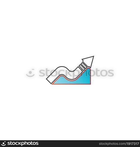 arrow growing up business icon, simple successful chart graph bars flat design infographic pictogram vector, app logo web button ui ux interface elements isolated on white background